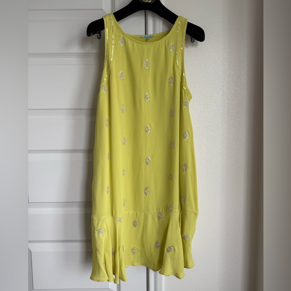 Leifnotes Yellow Sequin Drop-Waist Dress – Size 6